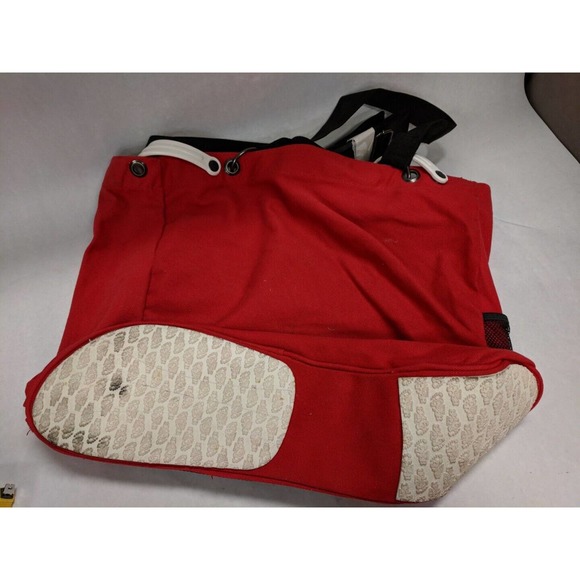 VINTAGE HOLEY SOLES GETAWAY BEACH BAG CANVAS TOTE RED RUBBER SOLE BOTTOM STRAPS - Picture 4 of 11